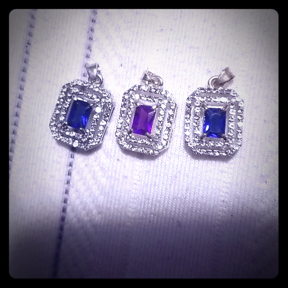 sapphire and amethyst pendents